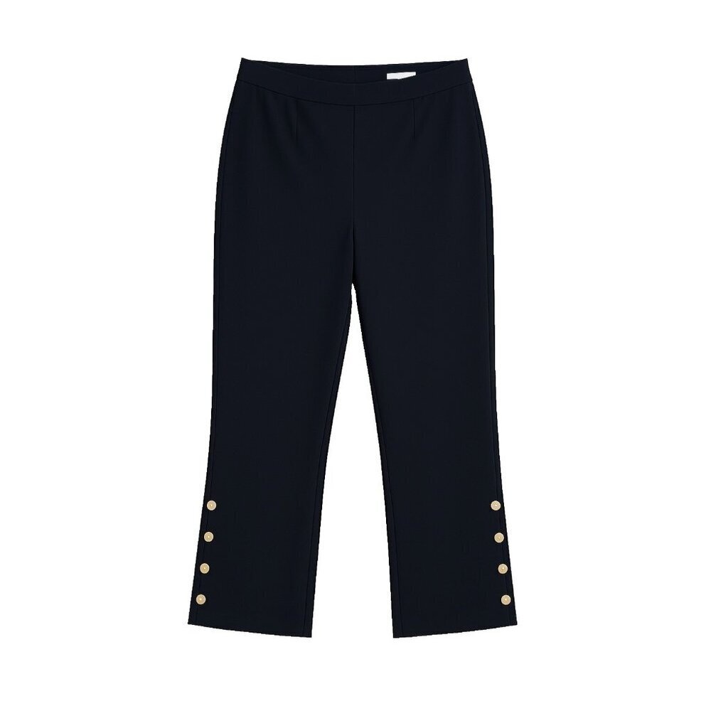 J.O.A Crop Pants Navy Blue High Rise Nautical Side Buttons Size L NWT